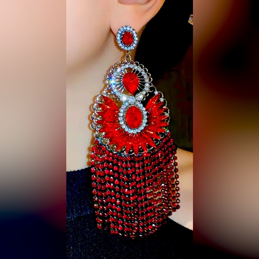 Red Long Earrings